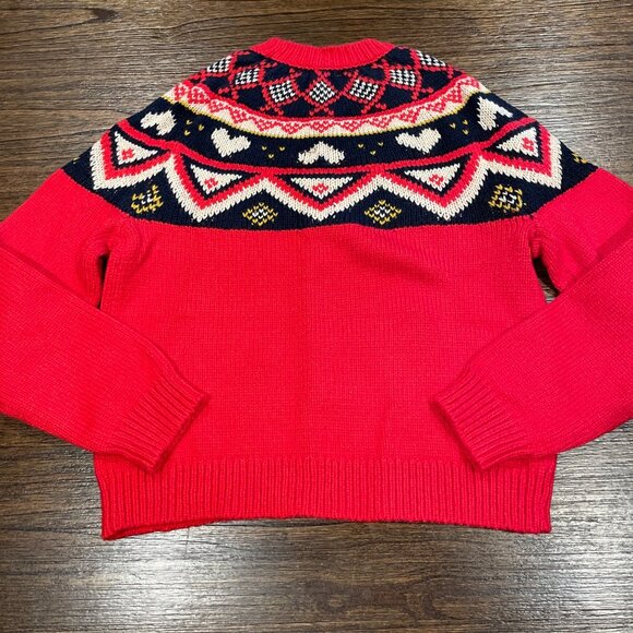 NWT Marine Layer Archive Alpine Sweater Sz XS Red Fair Isle Hearts Wool Alpaca - Picture 5 of 8